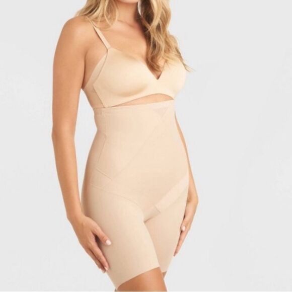 New Slimshaper Miracle Brands Nude back magic hi waist thigh slimmer shapewear M - Picture 1 of 6